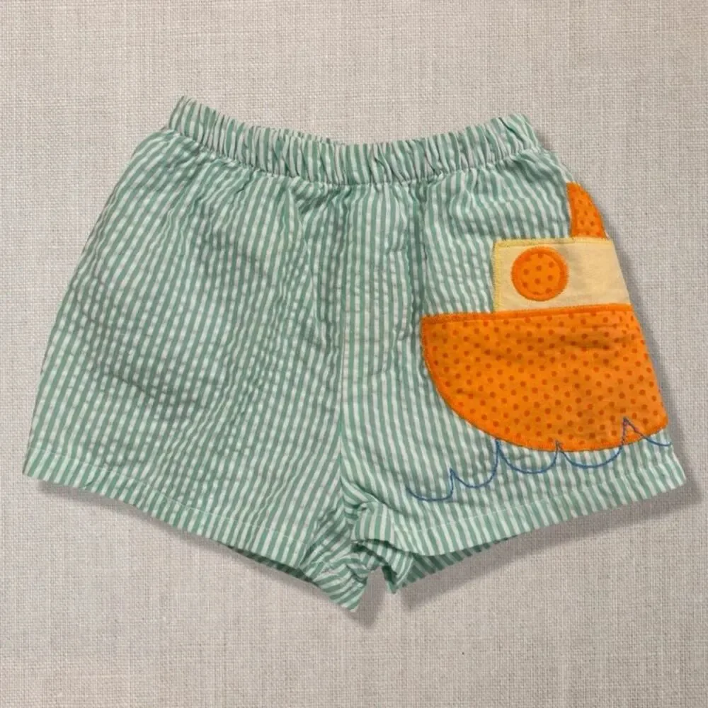 The Bailey Boys Baby Boy Seersucker Tugboat Swim Trunks 9M